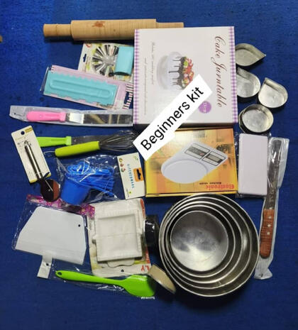 beginner bakery starter kit with turntable, and other cake baking tools for new bakers in Nigeria