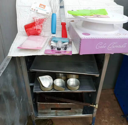cake business startup equipment package with oven, pan, turntable and baking tools for small baking businesses in Nigeria